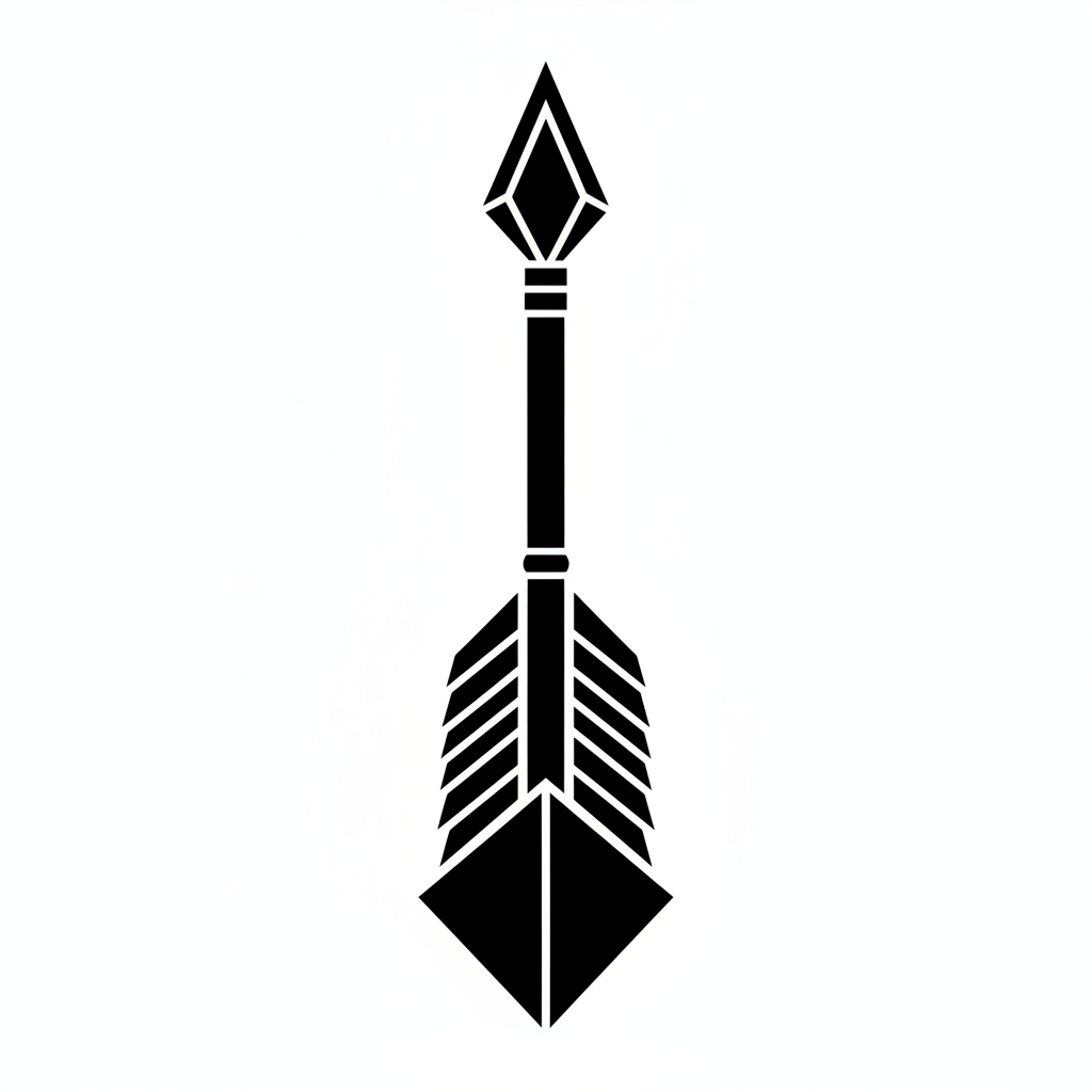 Blackwork Arrow temporary tattoo design, blackwork arrow artwork in black ink on a white background
