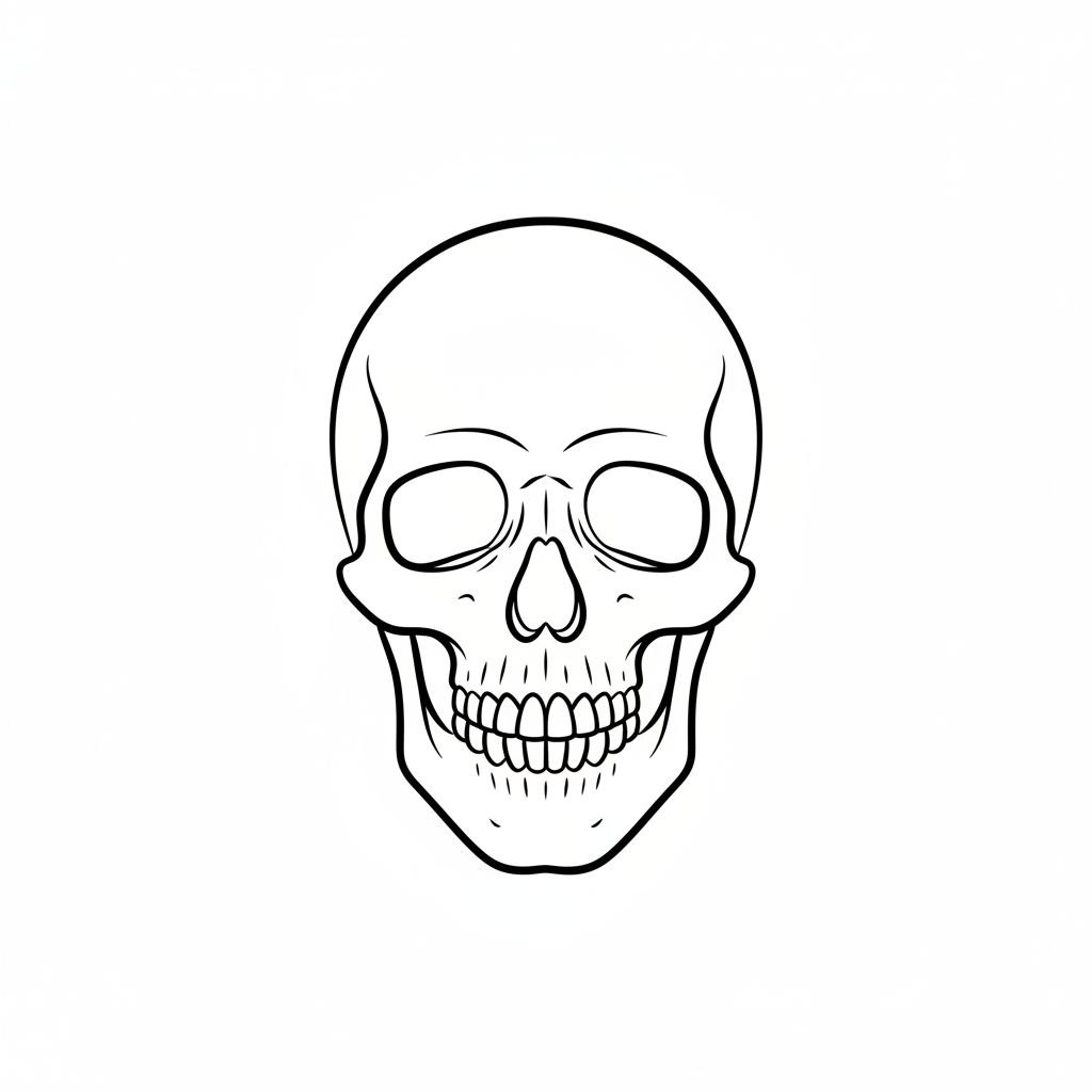 Minimalist Skull temporary tattoo design, minimalist skull artwork in black ink on a white background